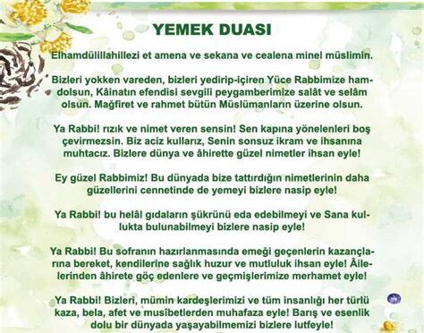 Yemek Duası Diyanet